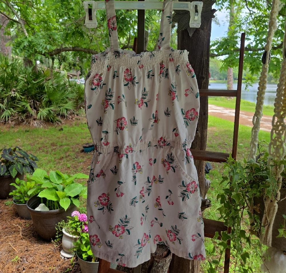 Carter's White Cotton Romper With Pink Floral Print